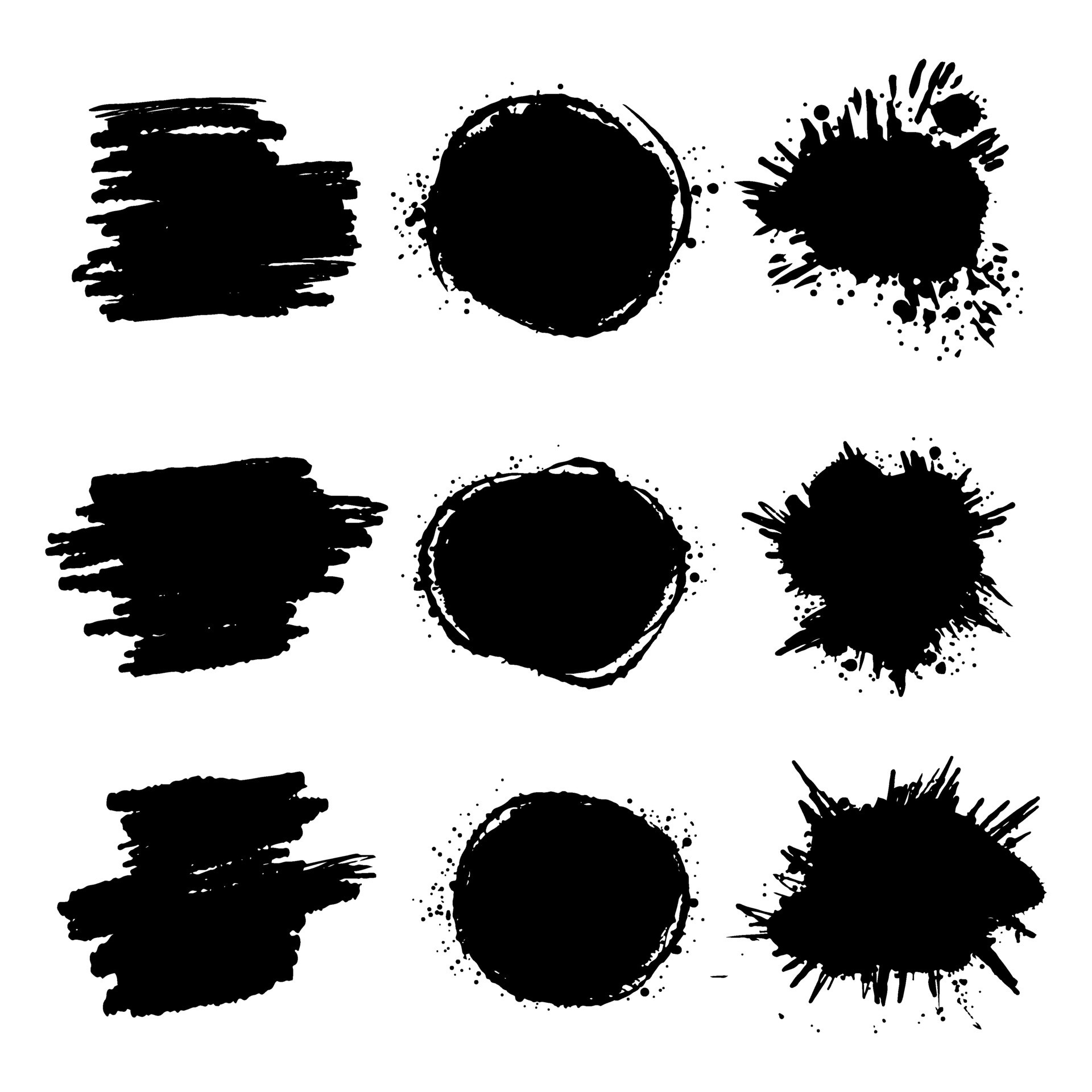 Black splash collection. Ink stain. Spray paint the shape with stain