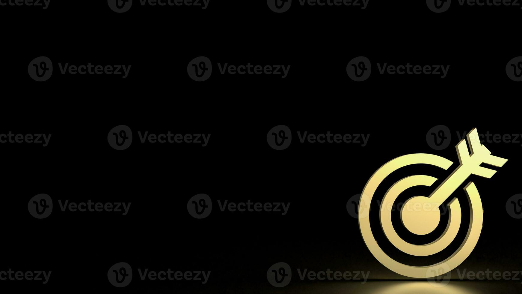 The Gold point icon on black background  3d rendering photo