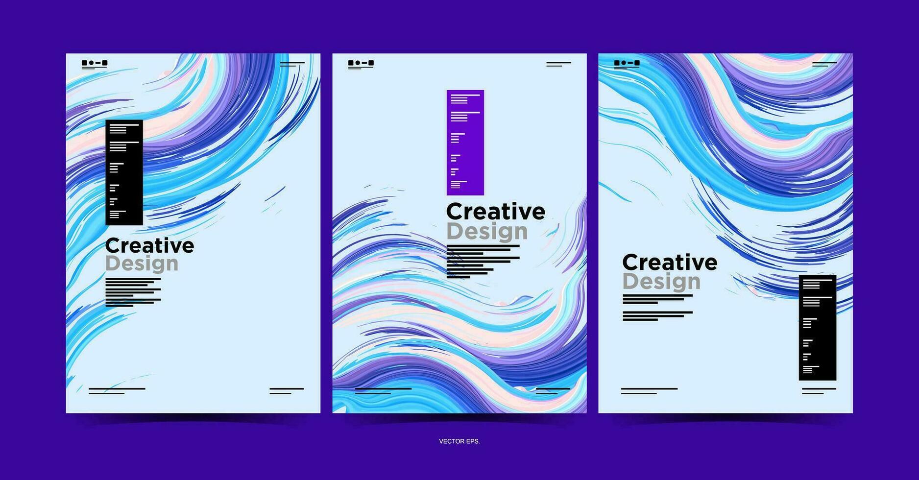 three vertical banners with abstract waves vector