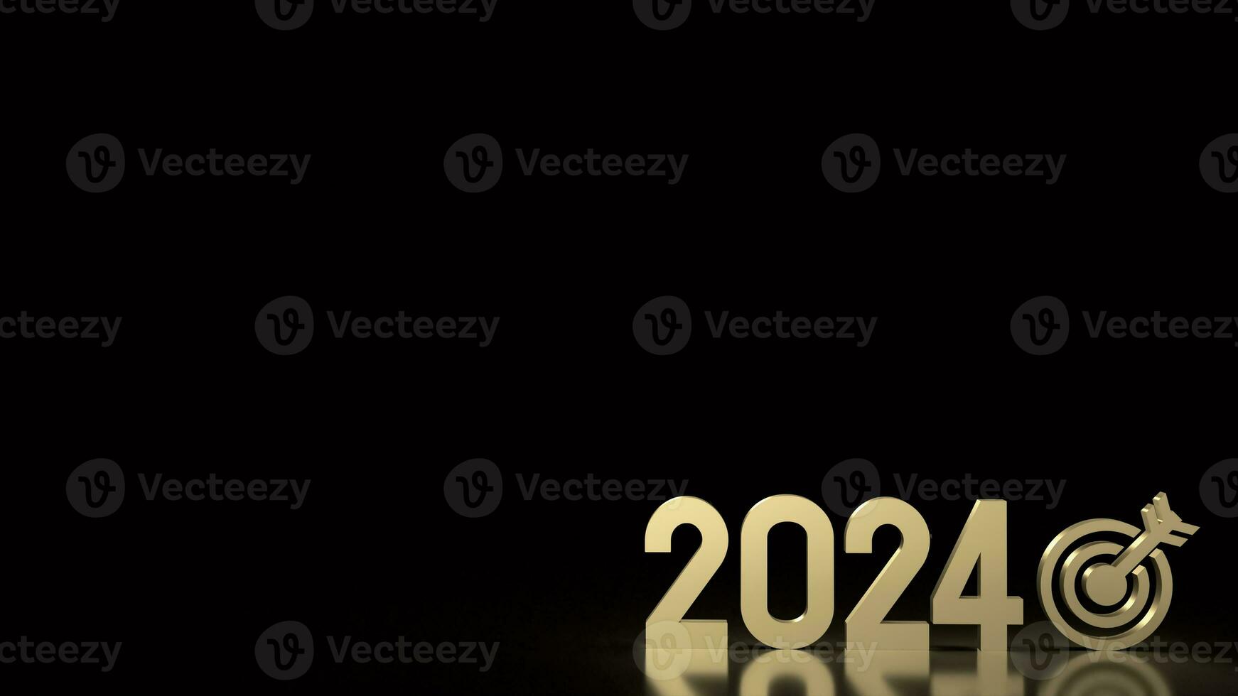 The Gold 2024 Number for New year Business concept 3d rendering photo