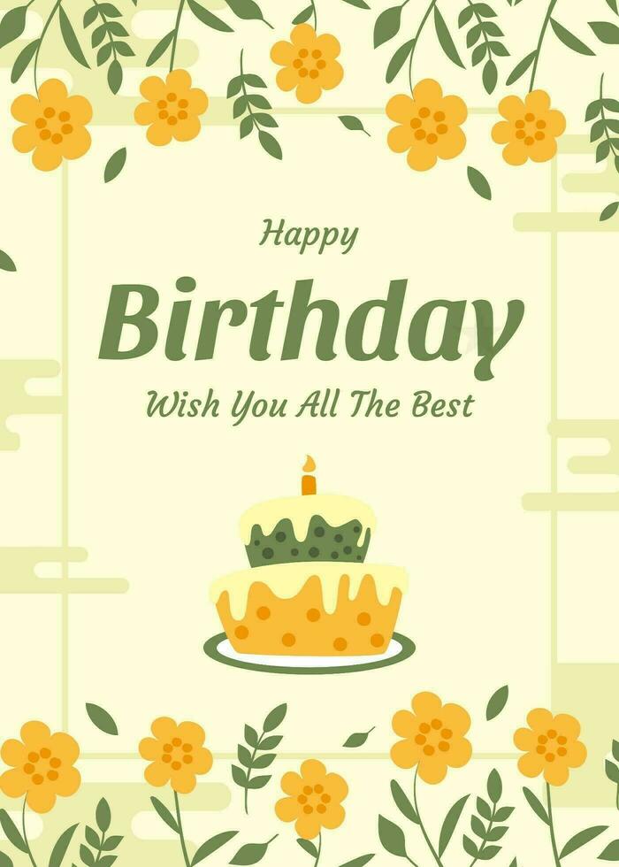 Floral 5x7 BirthDay Greeting Cards template