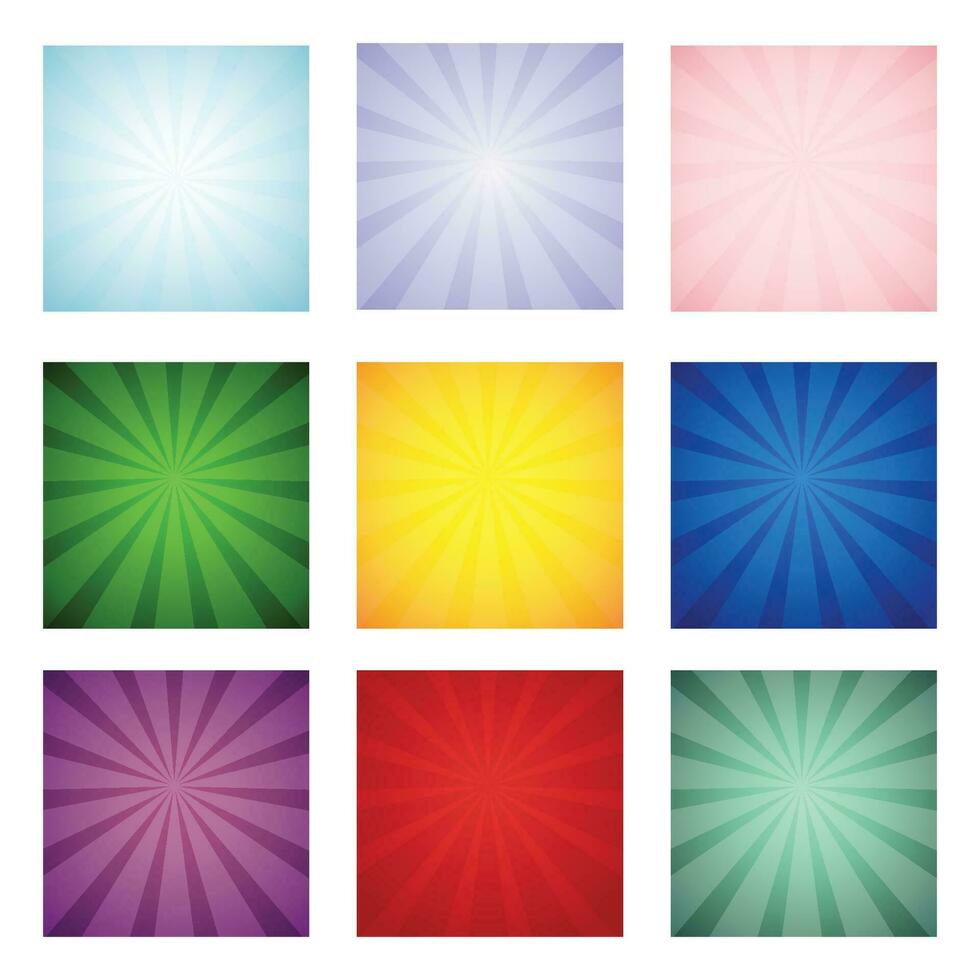 Sun sunburst pattern background set vector