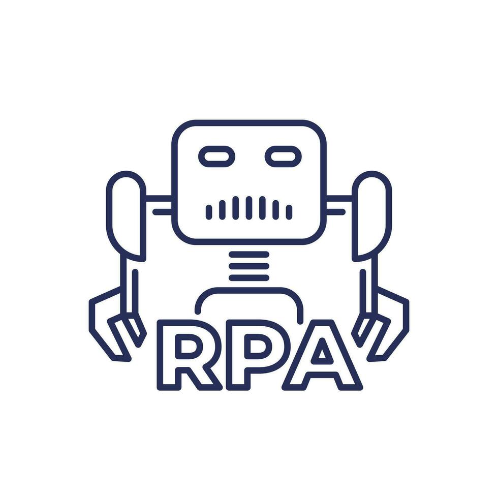 Rpa bot line icon robotic process automation 29284910 vector art at