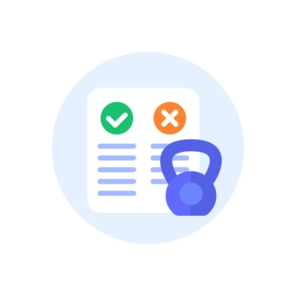 Pros and cons of strength training vector icon