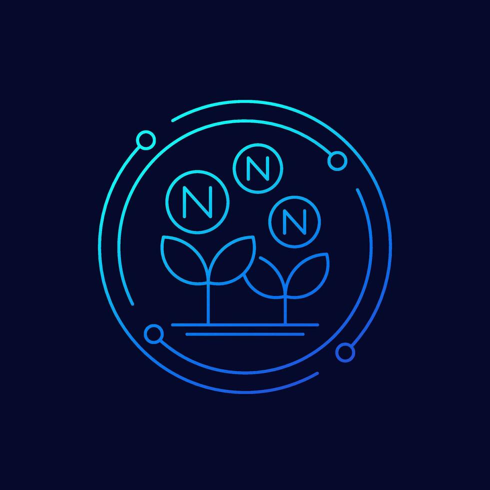 nitrogen fertilizer icon, linear design vector