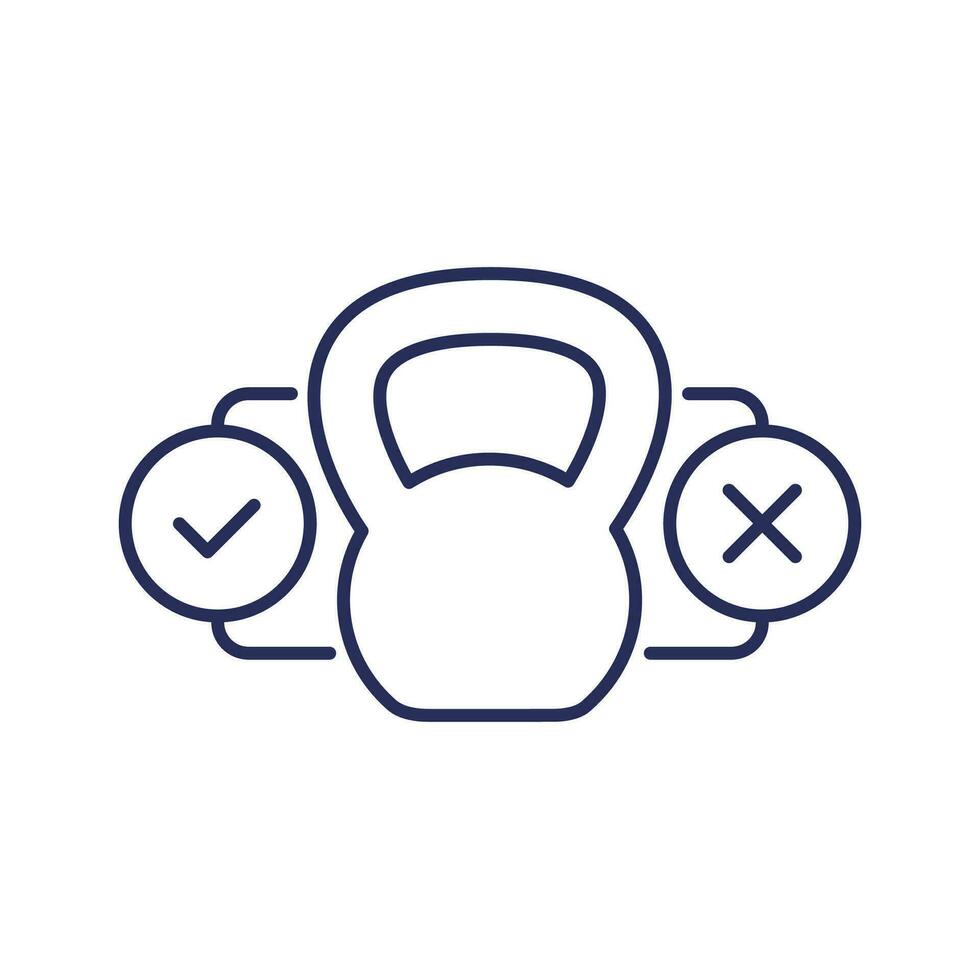 Pros and cons of strength training line icon vector