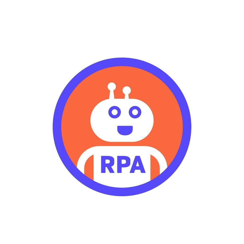 RPA bot vector icon, Robotic process automation