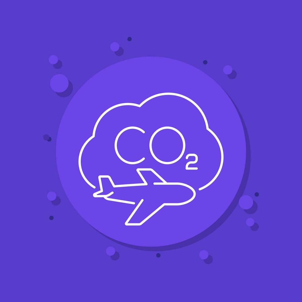 carbon footprint of flying, line vector icon