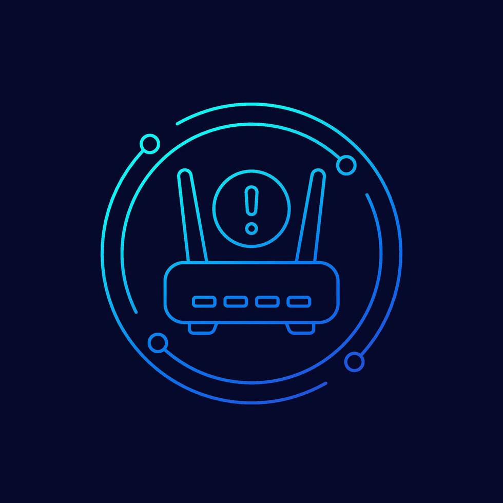 router, modem error icon, linear design vector