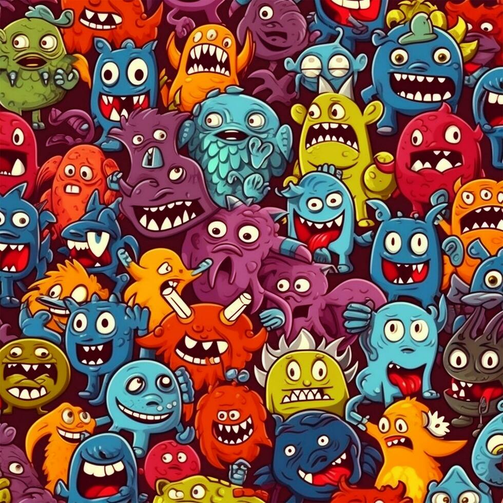 illustration poster of a monster cartoon doodle photo