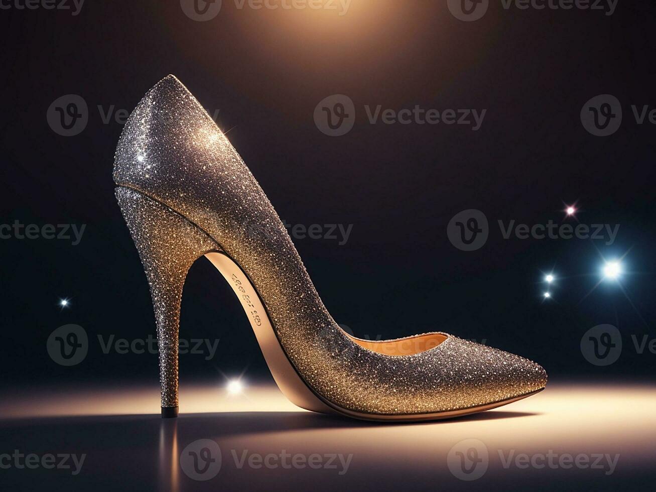A Golden Gleaming  High Heel. Generative AI photo
