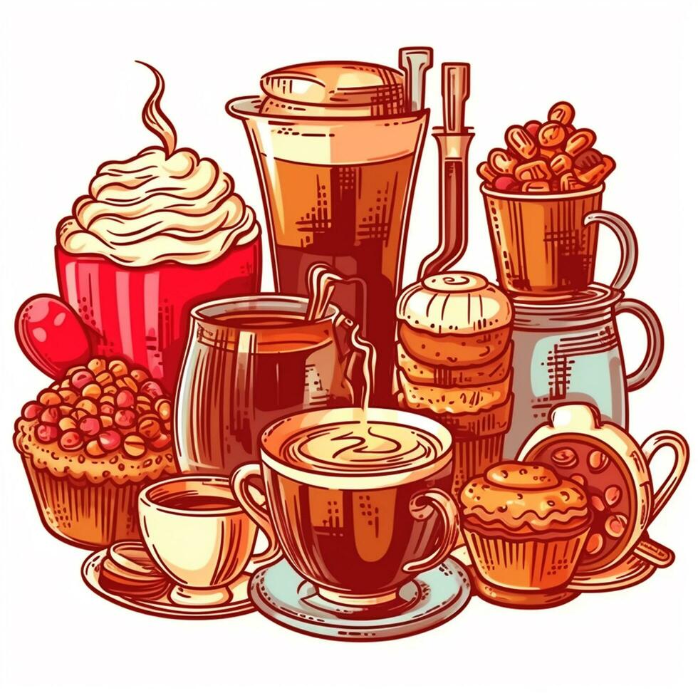 tasty coffee house isolated banner with different photo