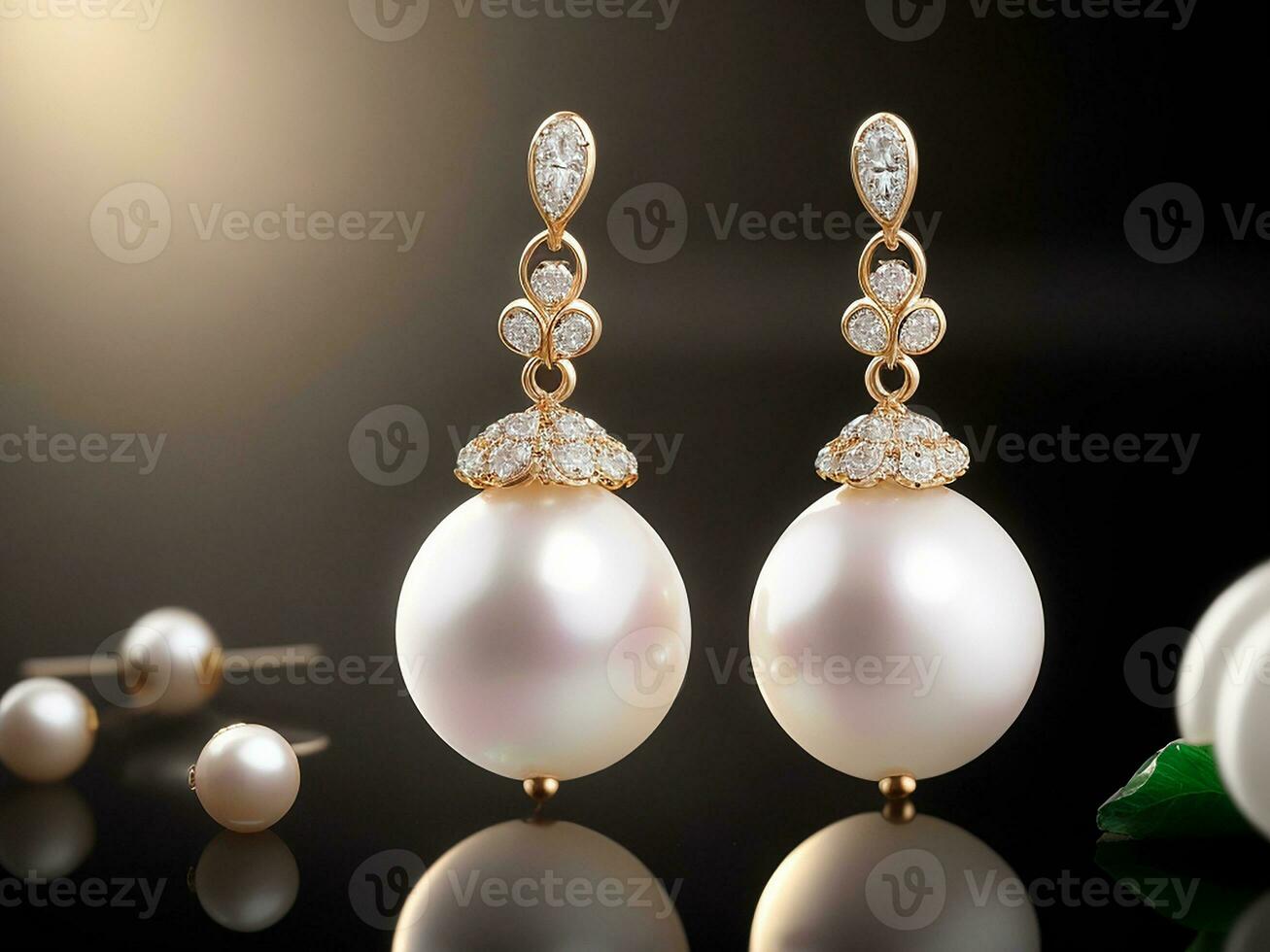 Pearl  earrings . Generative AI photo