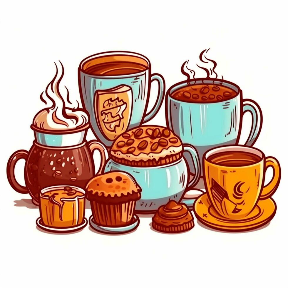 tasty coffee house isolated banner with different photo