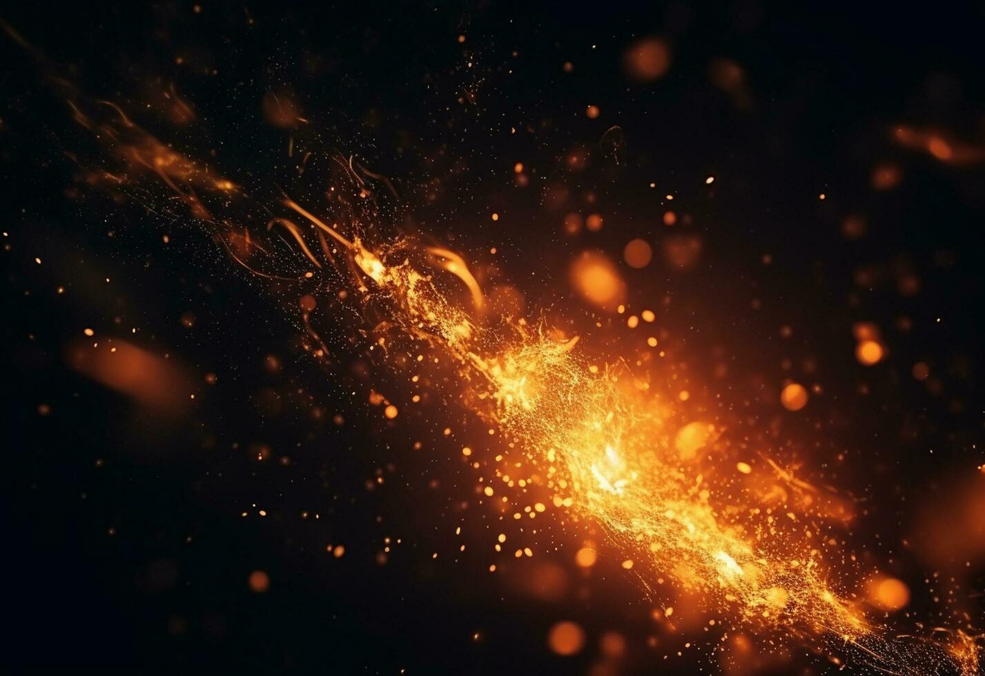 Ai generative Fire Particles On Hot Black Background realistic image, ultra hd, high design very detailed photo