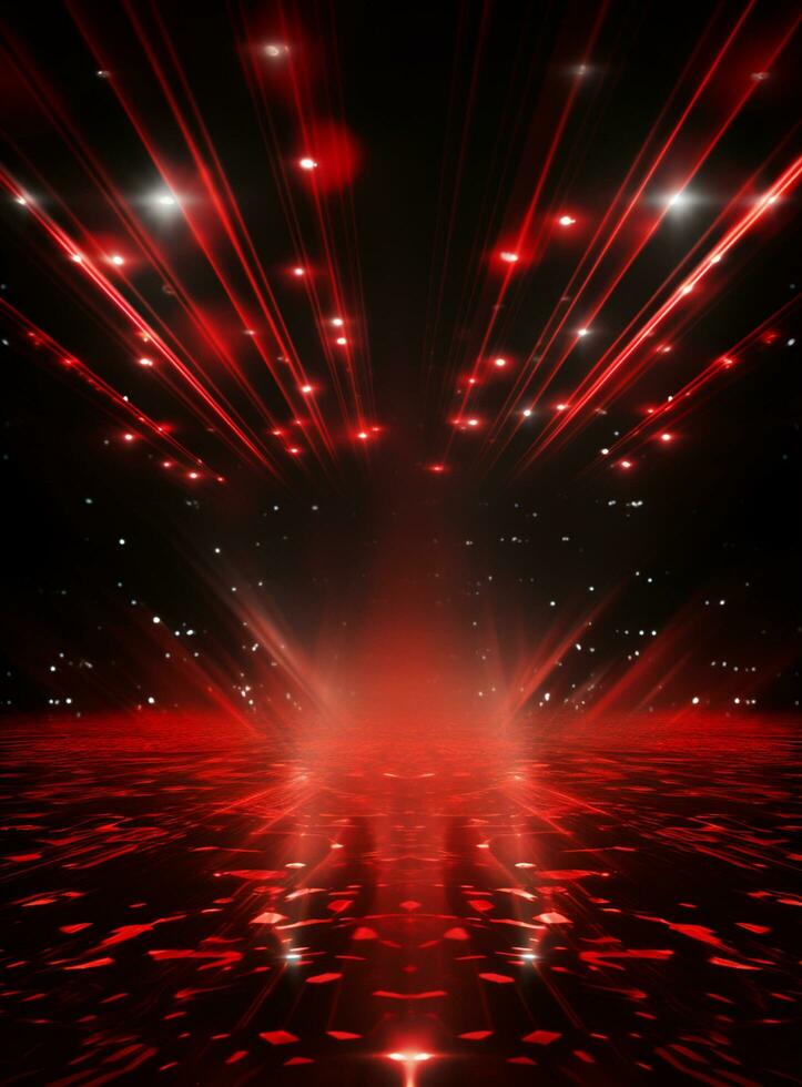 Ai generative Backdrop With Illumination Of Red Spotlights For Flyers realistic image ultra hd high design photo