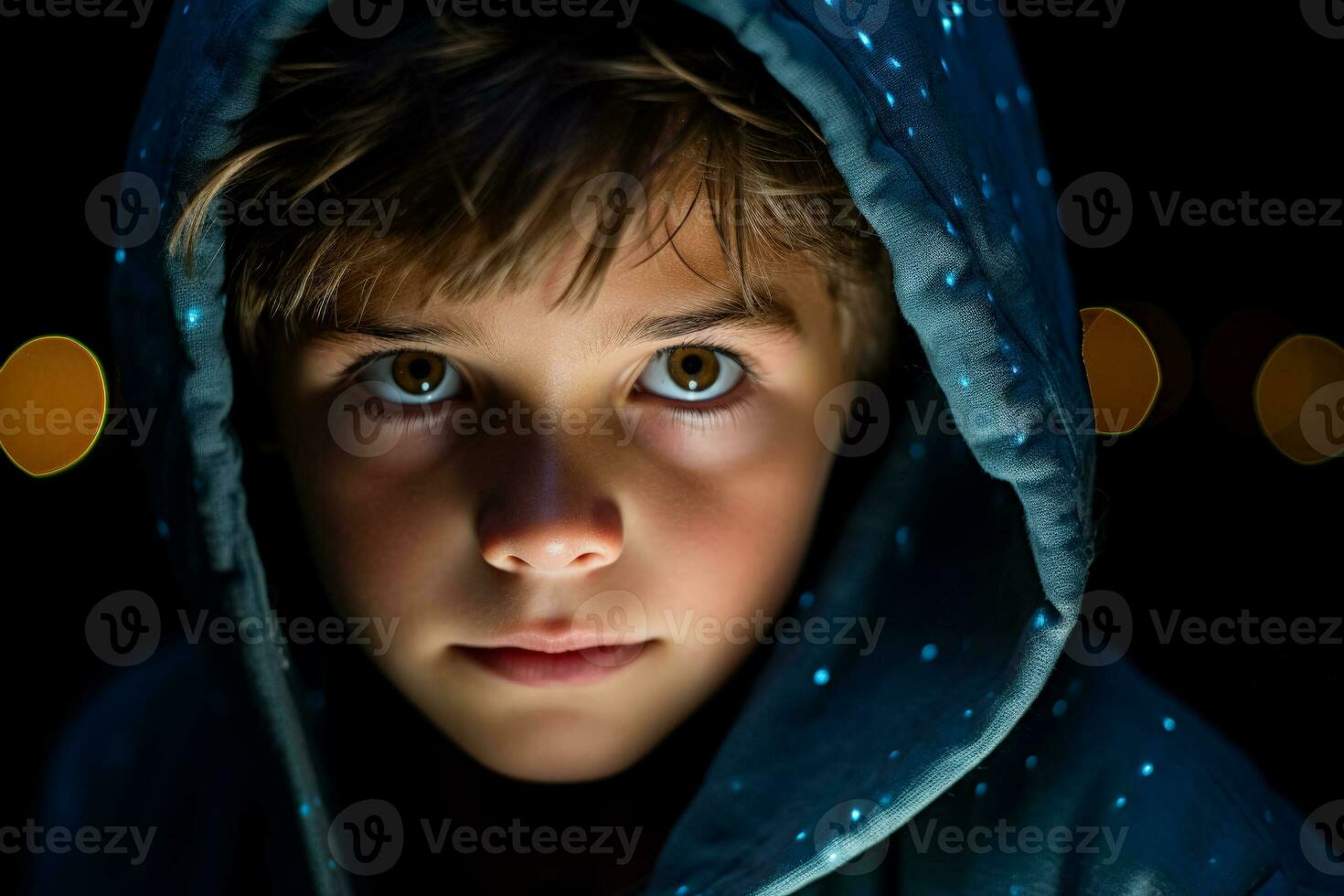 Child nervously approaching stage resolve flickering in determined starlit eyes photo