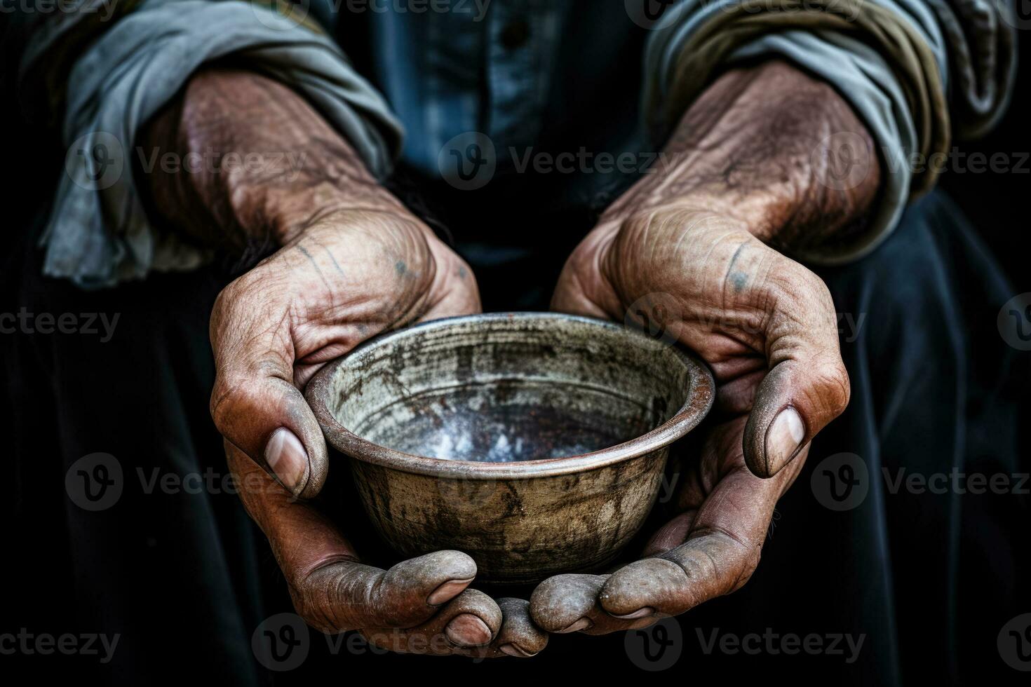 Begging hands of a man photo