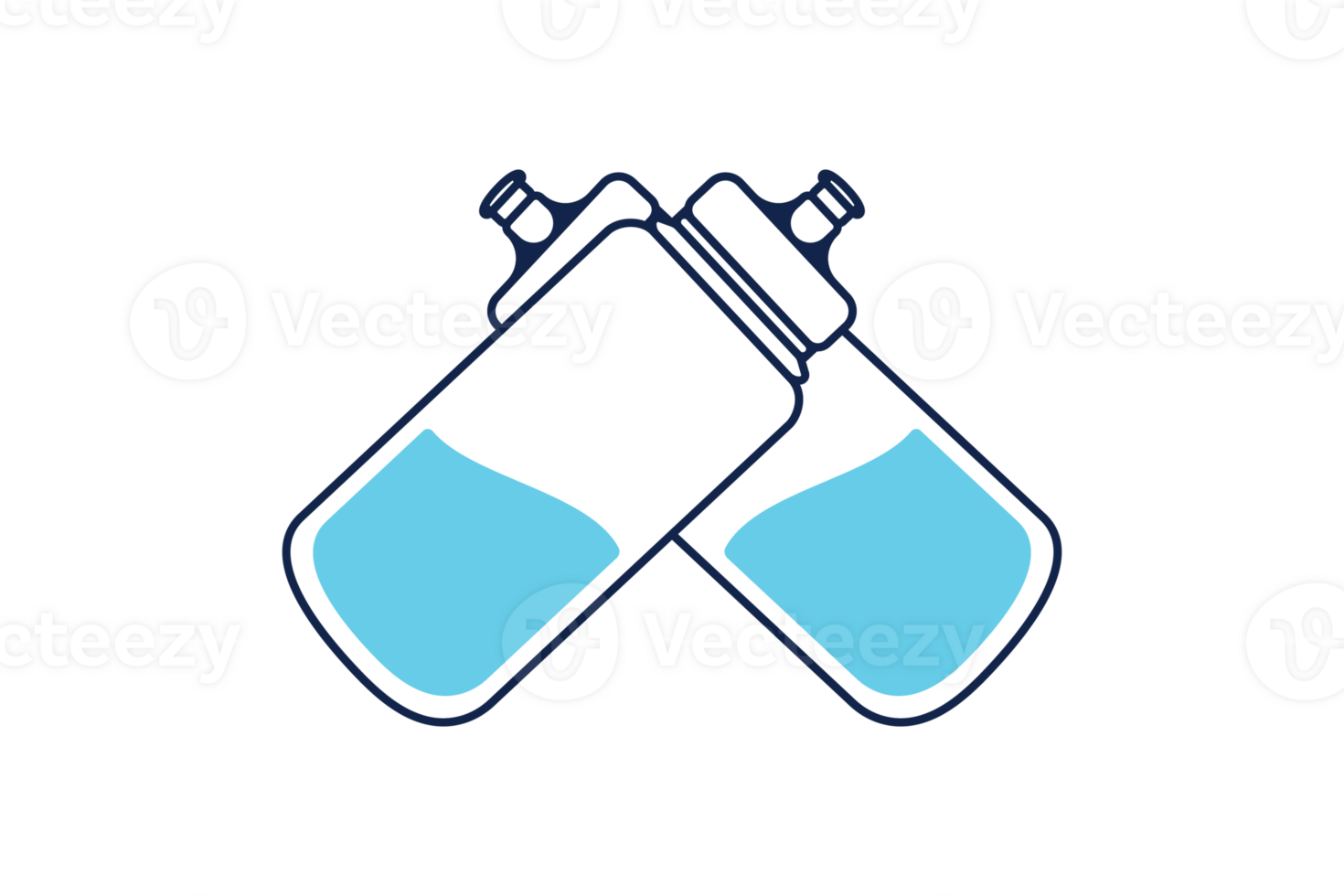 Sportschool water fles in kruis teken logo ontwerp. sport- en drinken voorwerpen icoon concept. water in flessen icoon ontwerp. png