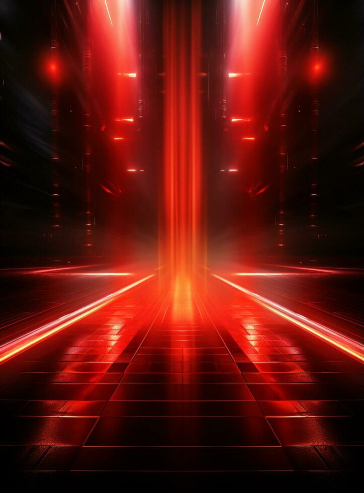 Ai generative Backdrop With Illumination Of Red Spotlights For Flyers realistic image ultra hd high design photo