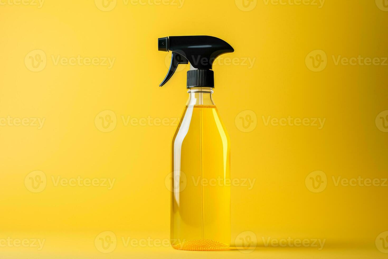 A reusable glass cleaning spray bottle isolated on a yellow gradient background photo