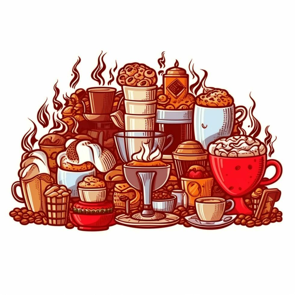 tasty coffee house isolated banner with different photo