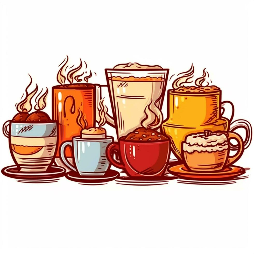 tasty coffee house isolated banner with different photo