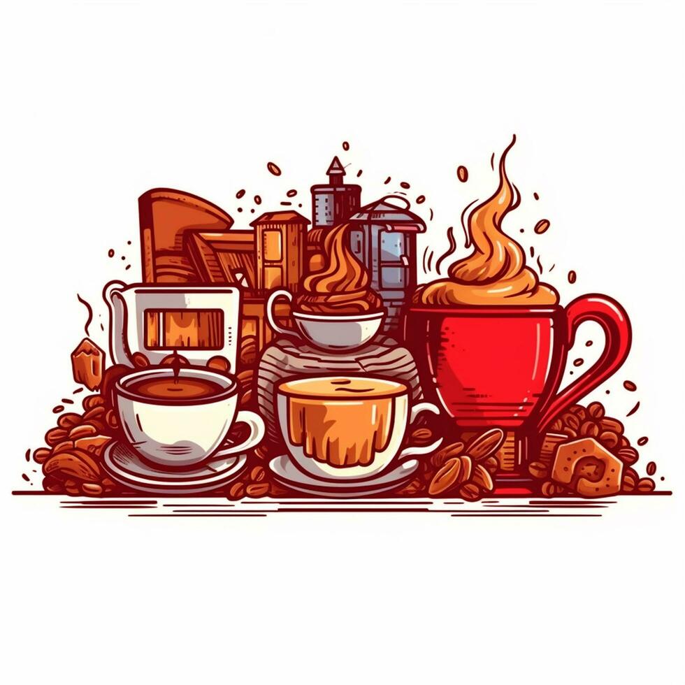 tasty coffee house isolated banner with different photo