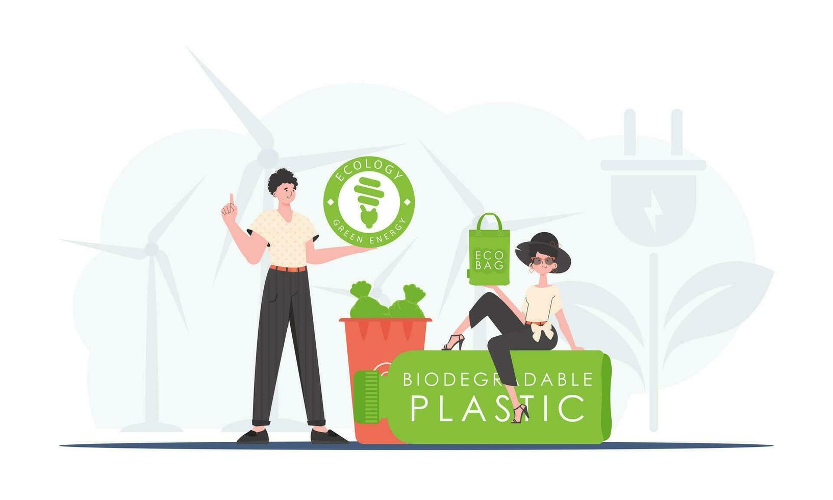 el concepto de ecología y cuidado para el ambiente. eco equipo. Moda tendencia ilustración en vector. vector