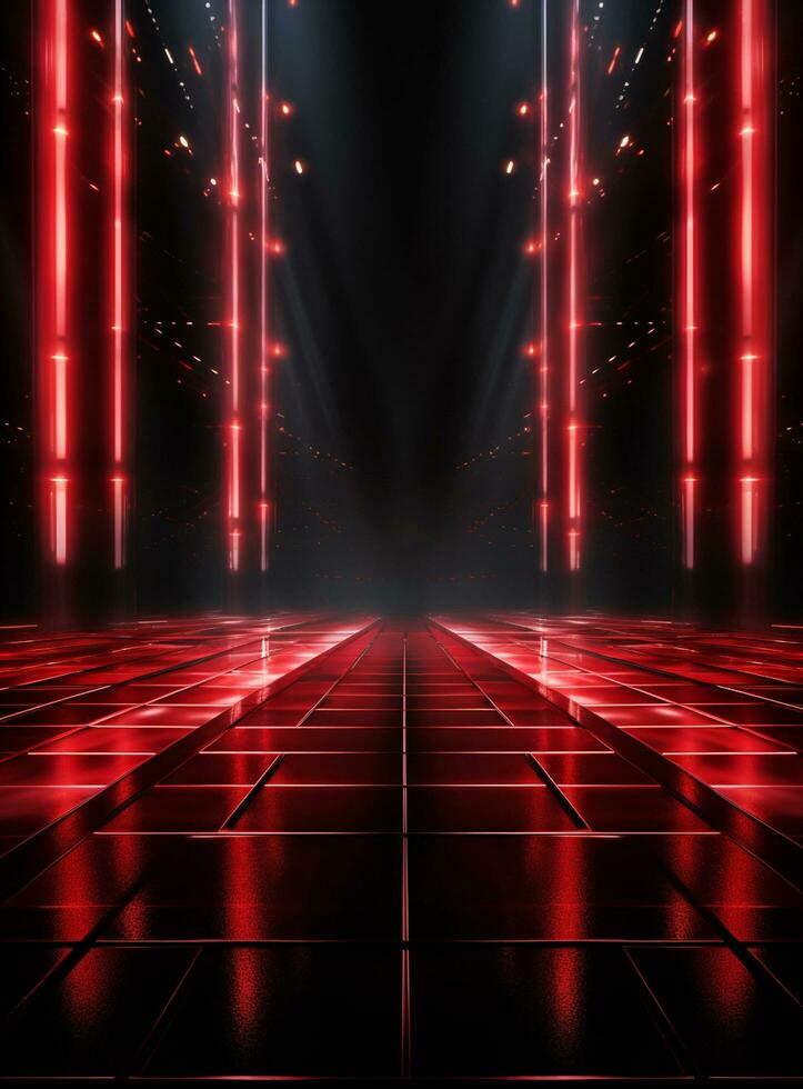 Ai generative Backdrop With Illumination Of Red Spotlights For Flyers realistic image ultra hd high design photo