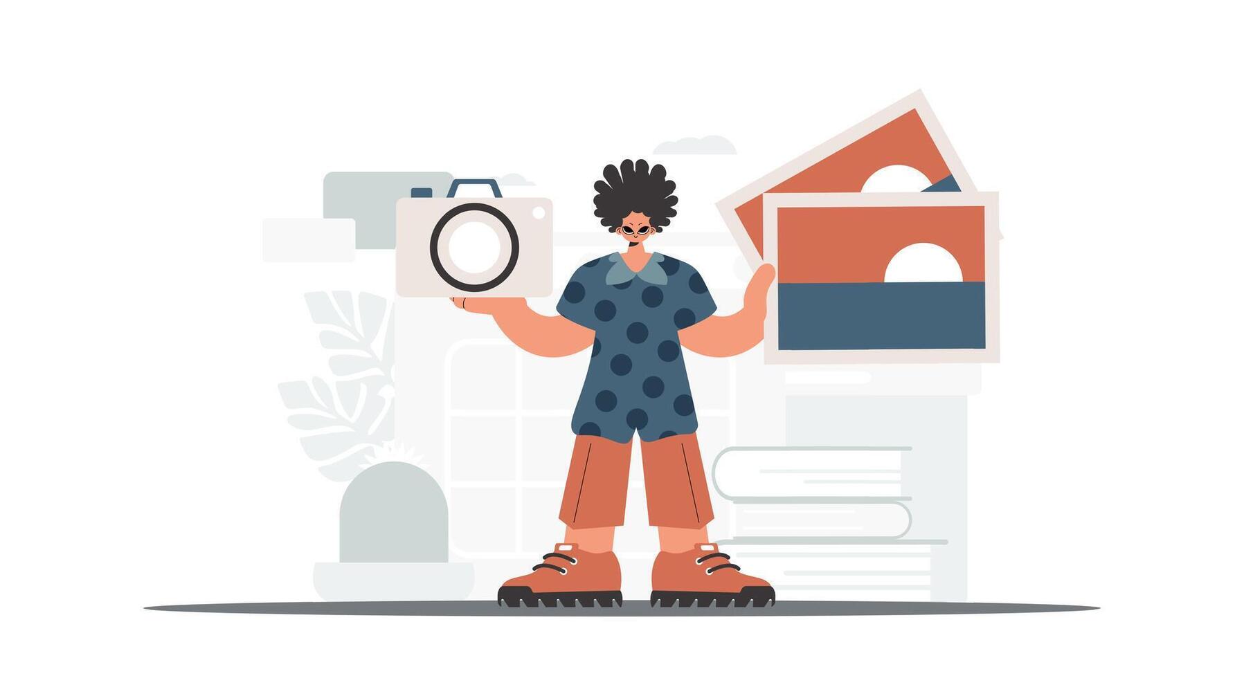 A woman holding a house and a vacuum cleaner vector