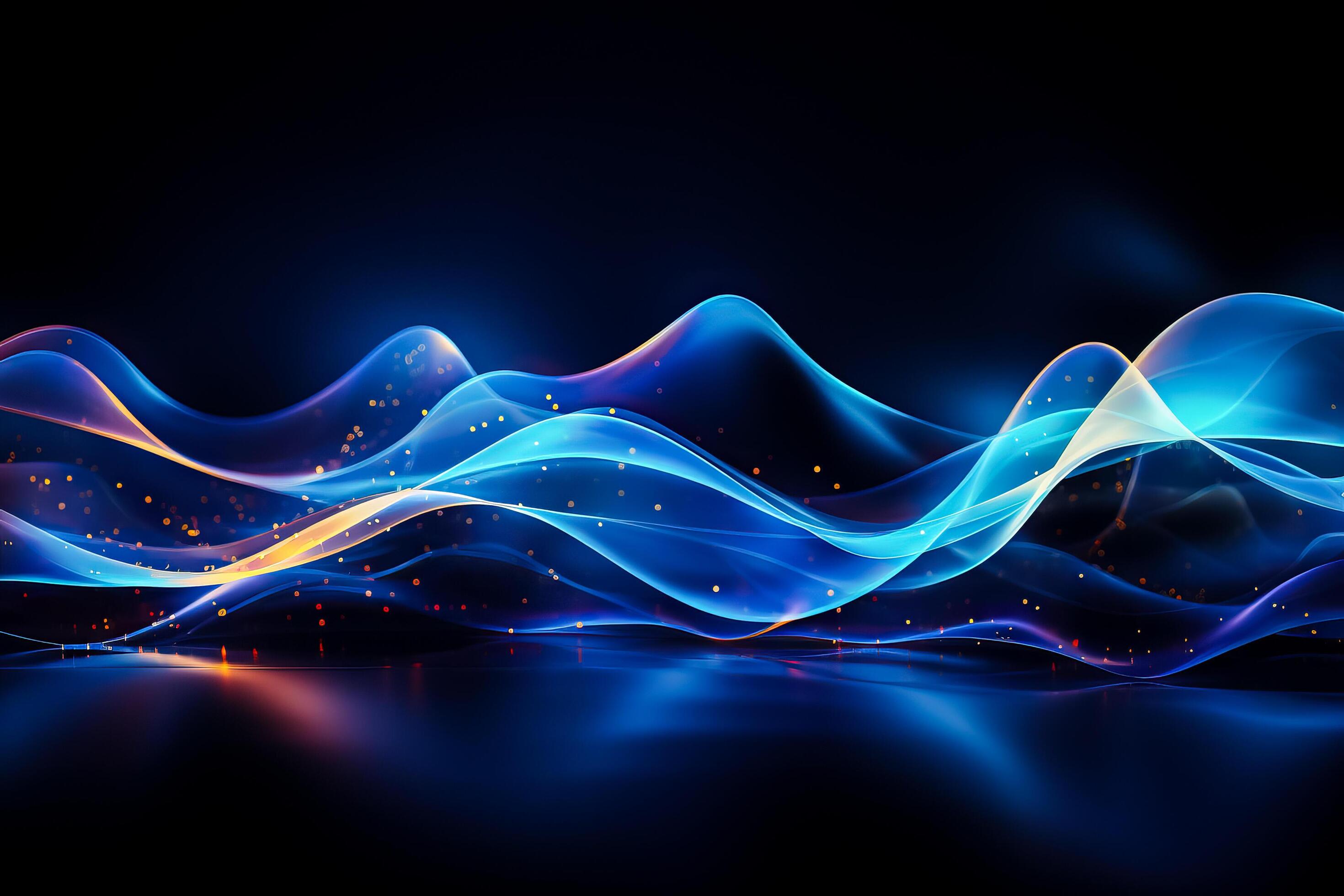 Abstract blue digital wave with water drop effect on dark background