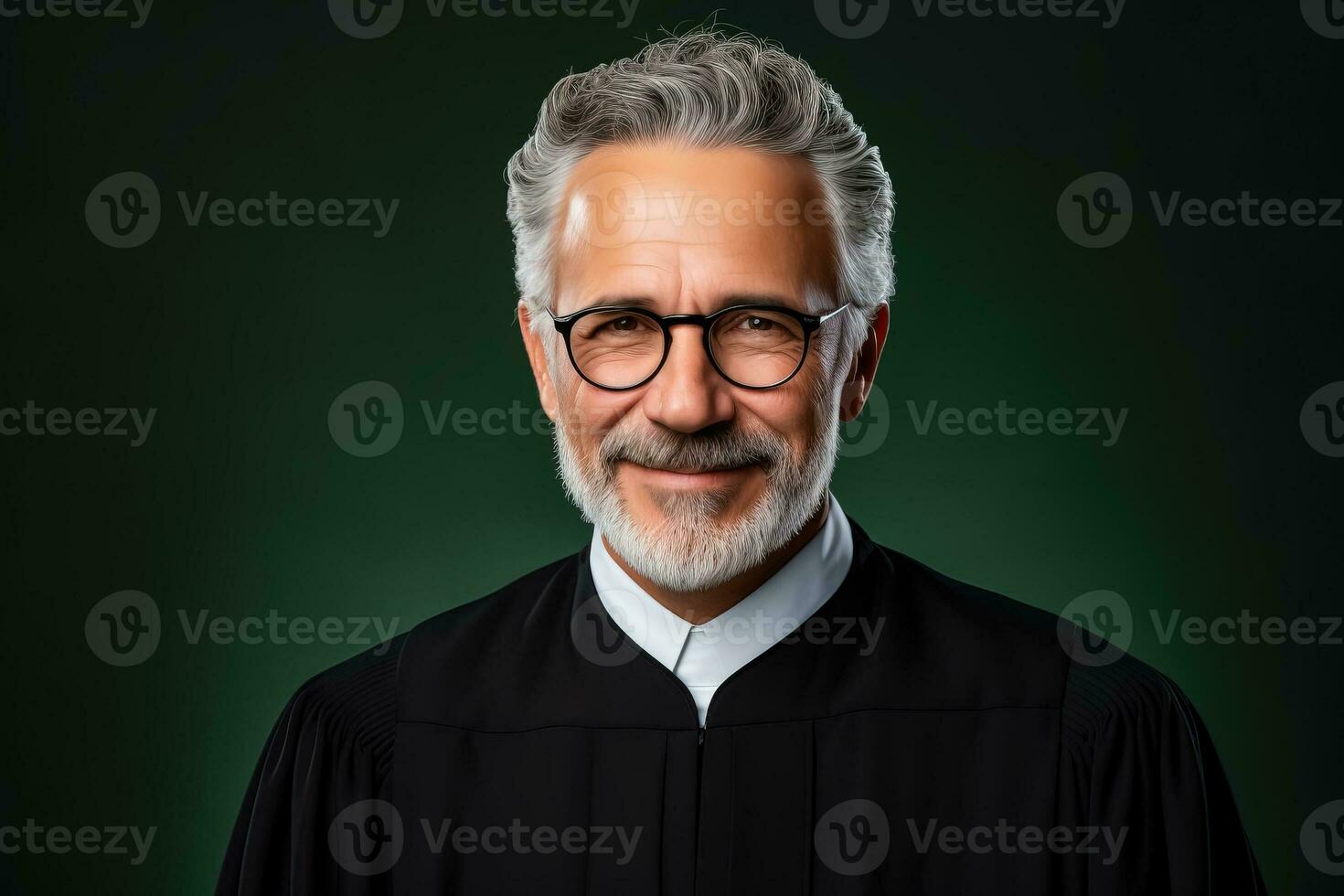 Successful male judge smiling at the camera isolated on pastel background photo