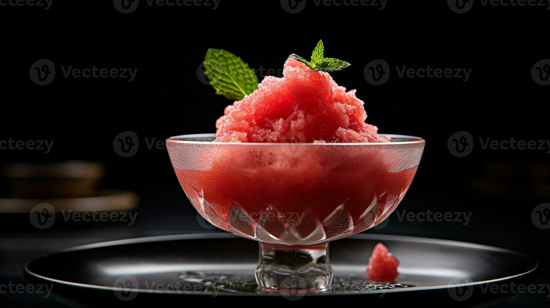 Photo of Watermelon Granita as a dish in a high-end restaurant. Generative AI