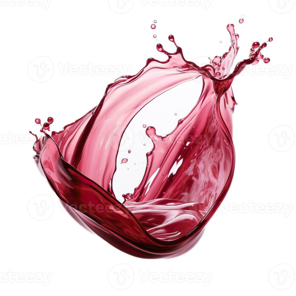 Red wine abstract splash shape on white background photo