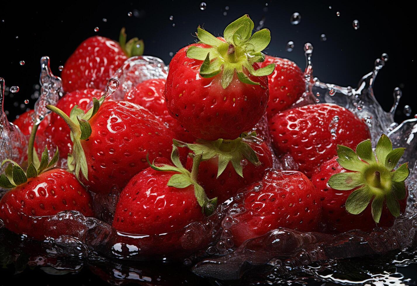 Ai Generative photo of strawberries in water splash