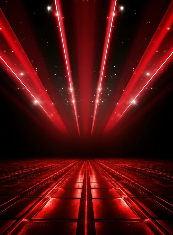 Ai generative Backdrop With Illumination Of Red Spotlights For Flyers realistic image ultra hd high design photo