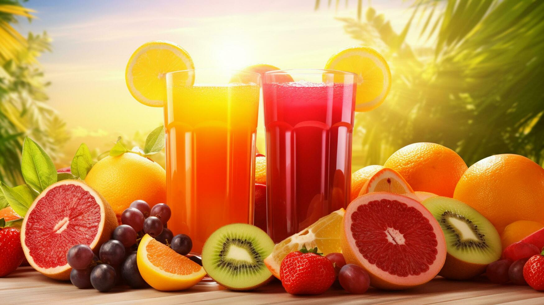 photo a front view fresh fruit cocktails with fresh fruit slices ice cooling on blue, drink juice co