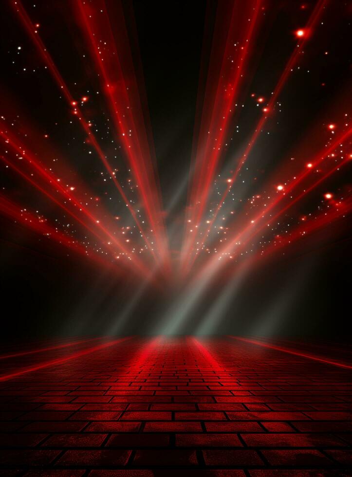 Ai generative Backdrop With Illumination Of Red Spotlights For Flyers realistic image ultra hd high design photo