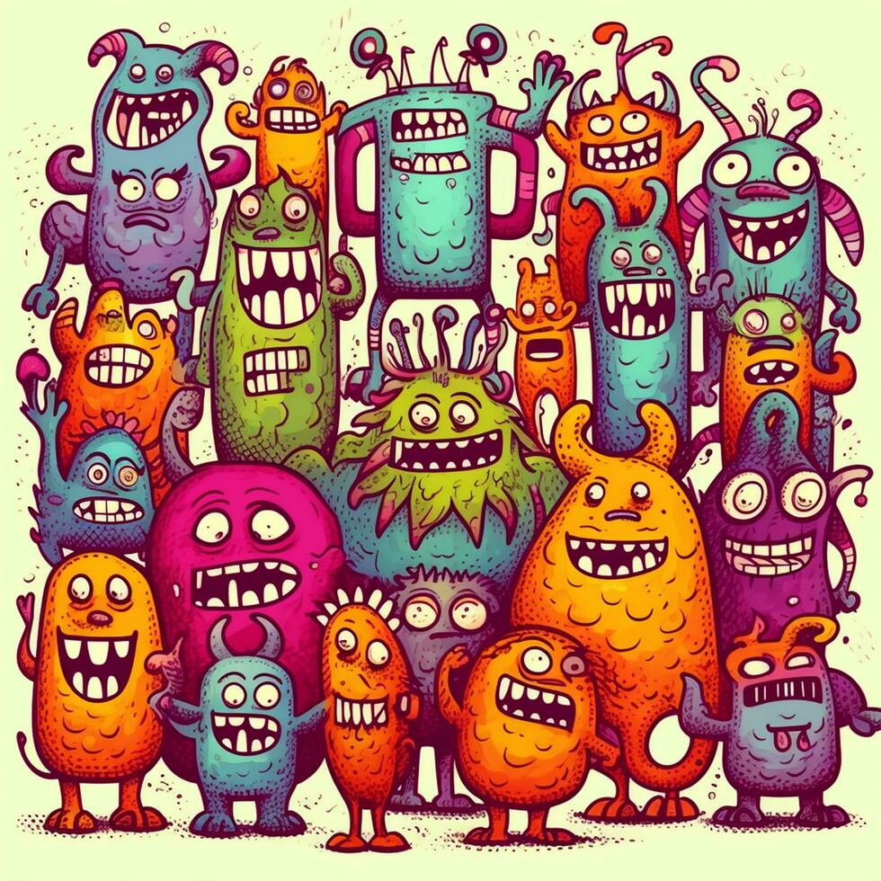 funny monsters doodle illustration photo