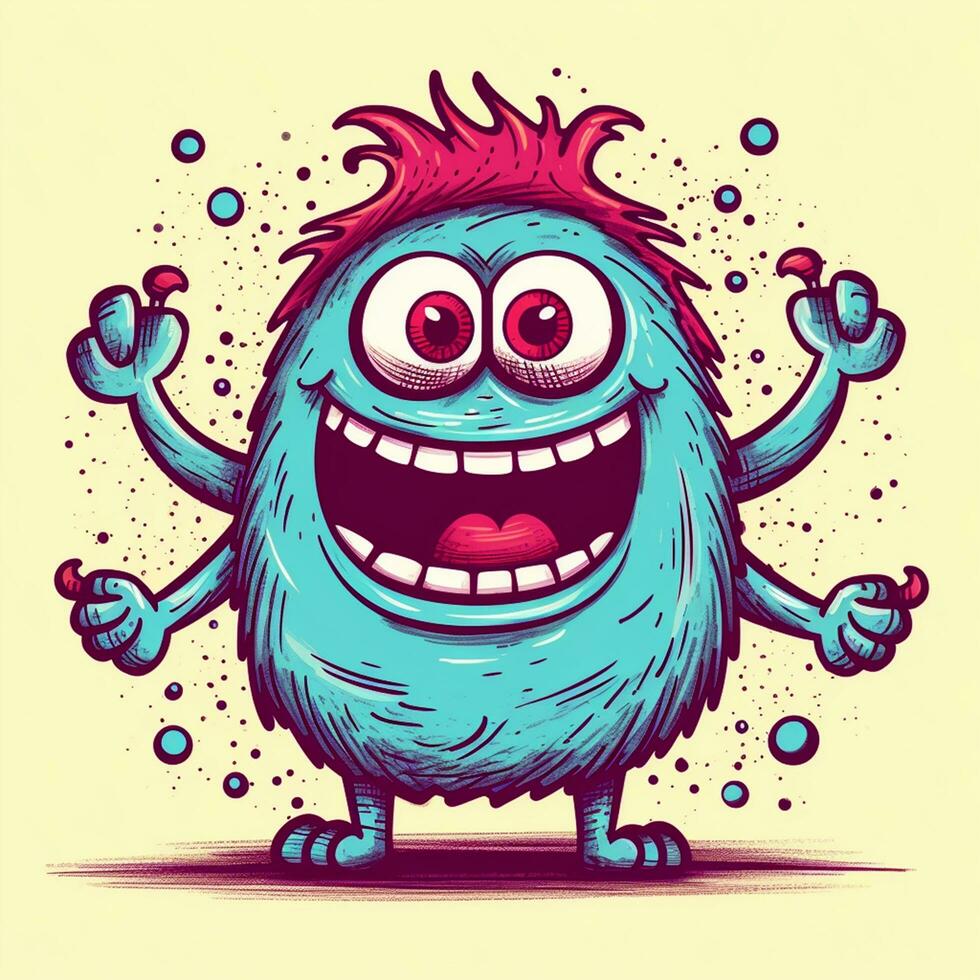 illustration of happy monster doodle style photo