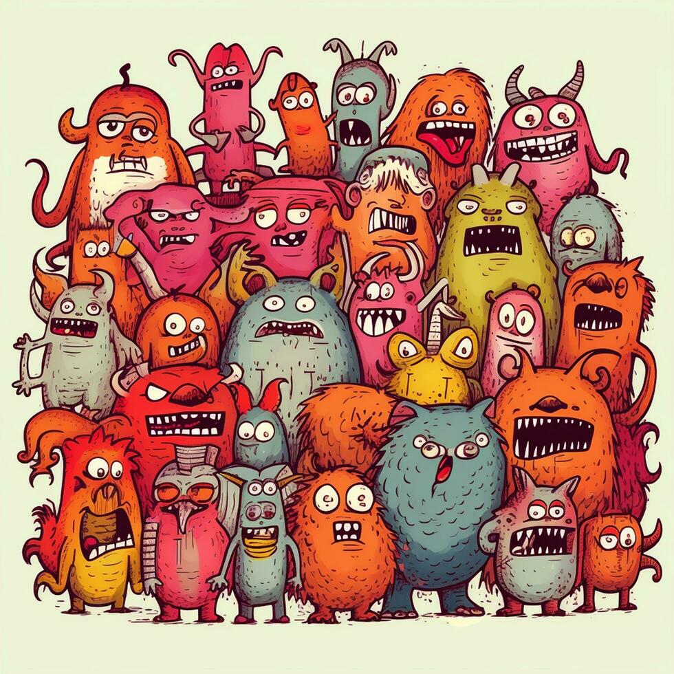 funny monsters doodle illustration photo