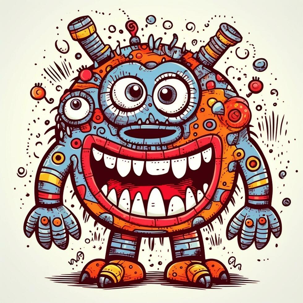 illustration of happy monster doodle style photo