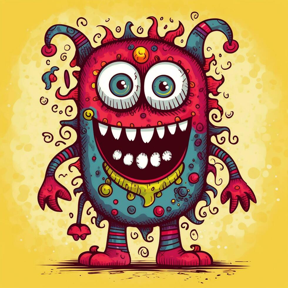 illustration of happy monster doodle style photo