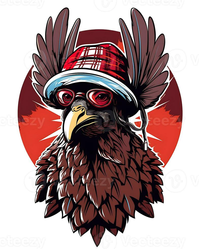 Thanksgiving turkey sticker on white isolated illustration background photo