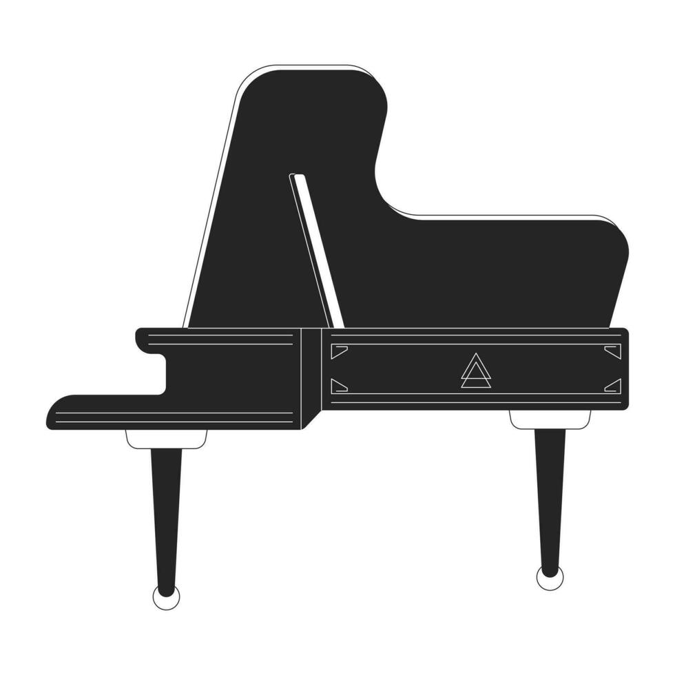 Concerto grand piano black and white 2D line cartoon object. Fortepiano musical instrument isolated vector outline item. Orchestra philharmonic. Pianist pianoforte monochromatic flat spot illustration