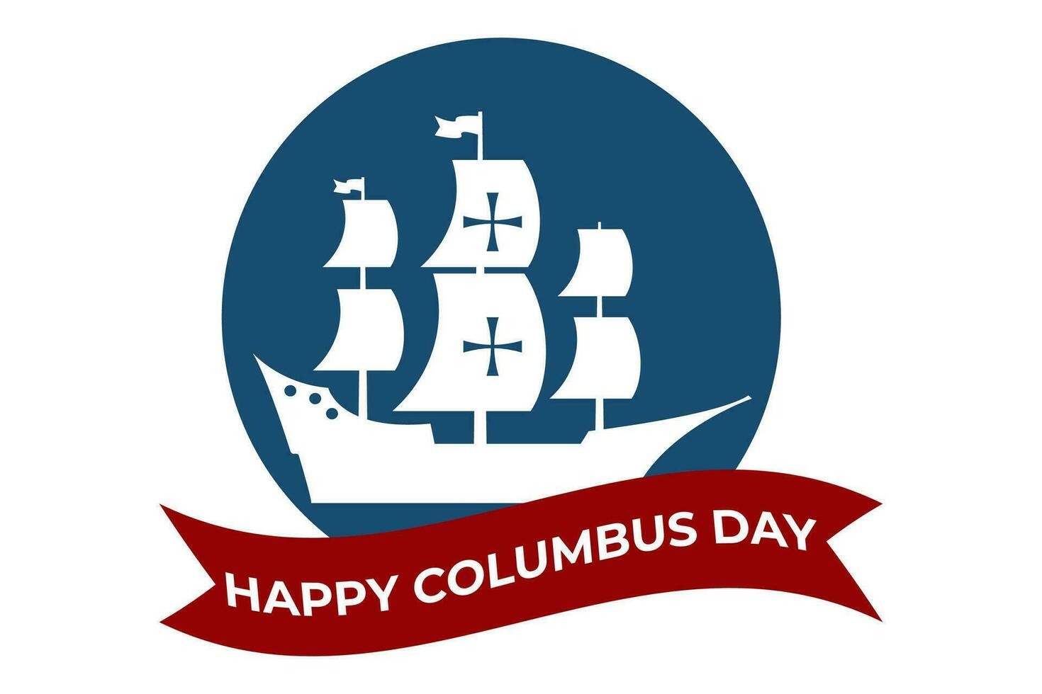 Columbus day background vectors with silhouette ship.