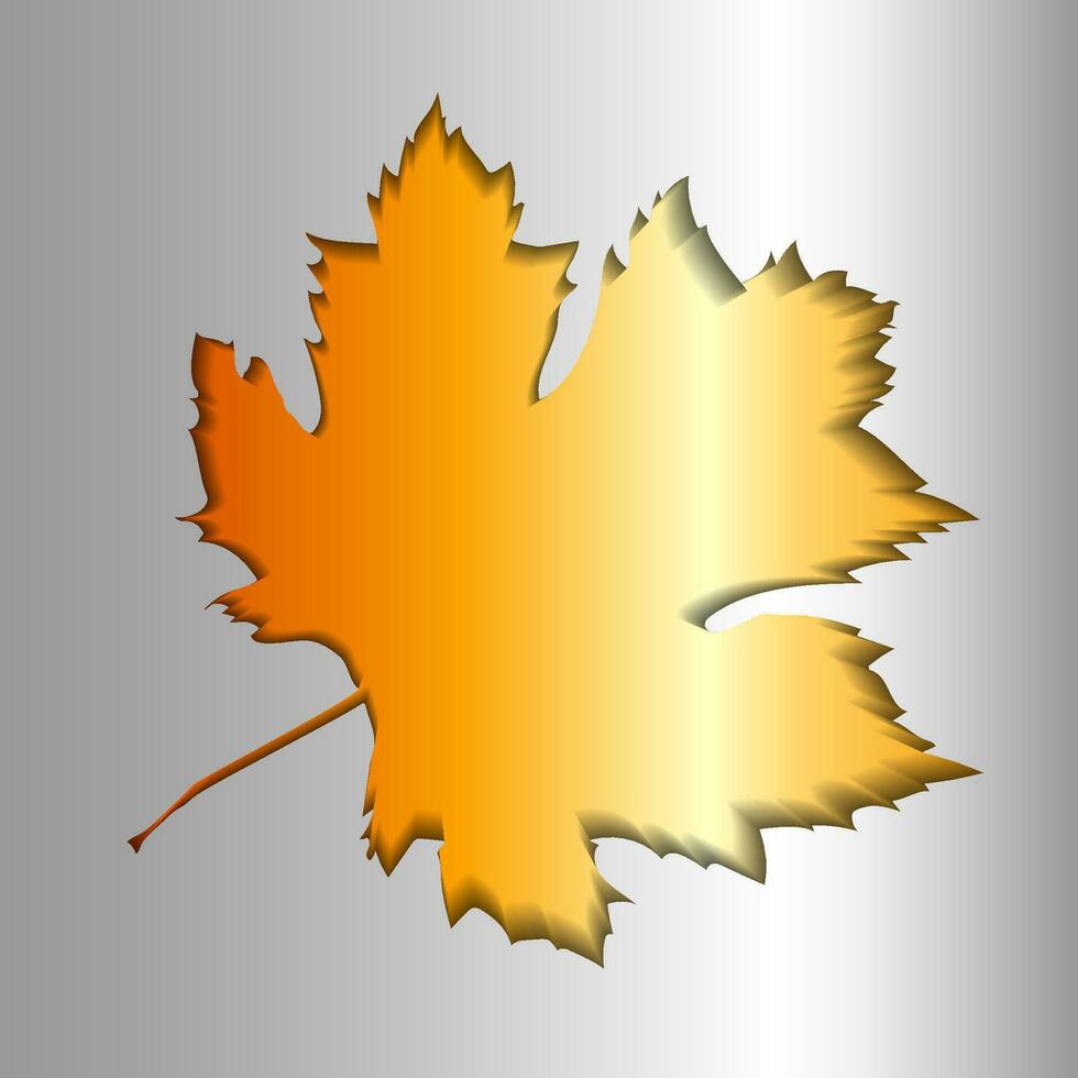 Autumn logo on a silver background, orange leaf in paper cut style. The concept of green ecology, autumn logo, maple leaf, clean ecology, eco friendly, orange autumn maple vector