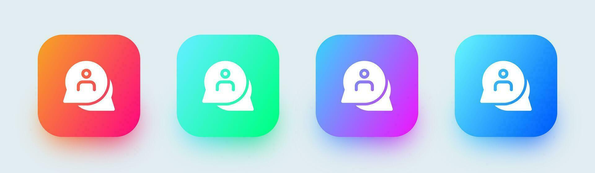 Conversation solid icon in square gradient colors. Chat message signs vector illustration.