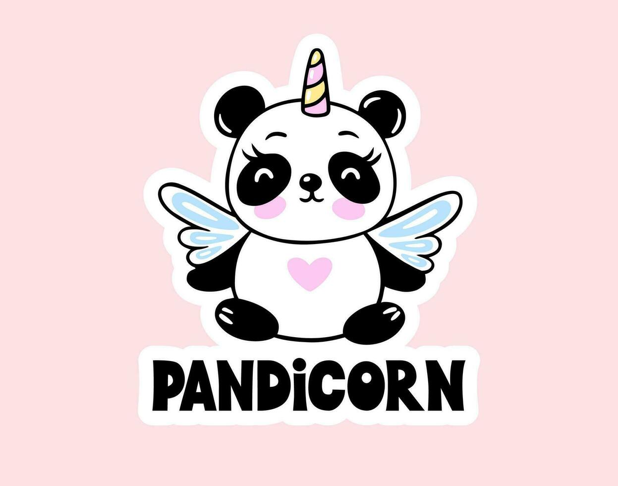 panda unicornio con alas vector ilustración. animal pandicornio kawaii linda Arte.